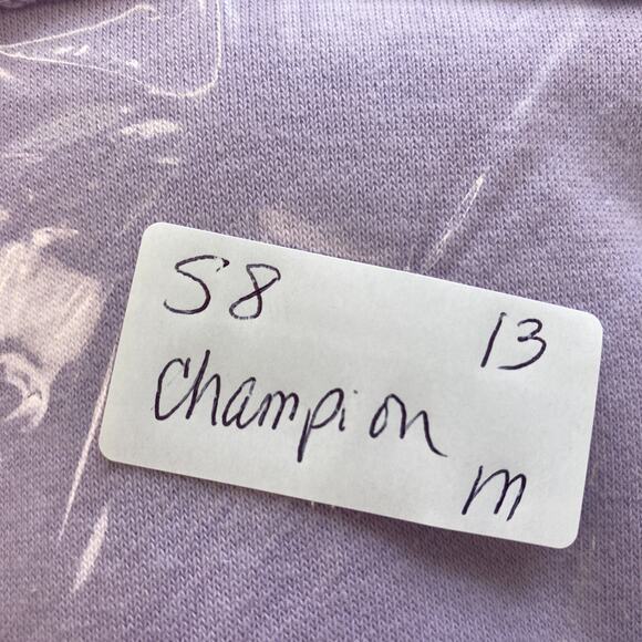 Champion Cropped Hoodie Sweatshirt Women Medium Pastel Purple Embroidered Floral - Picture 11 of 11